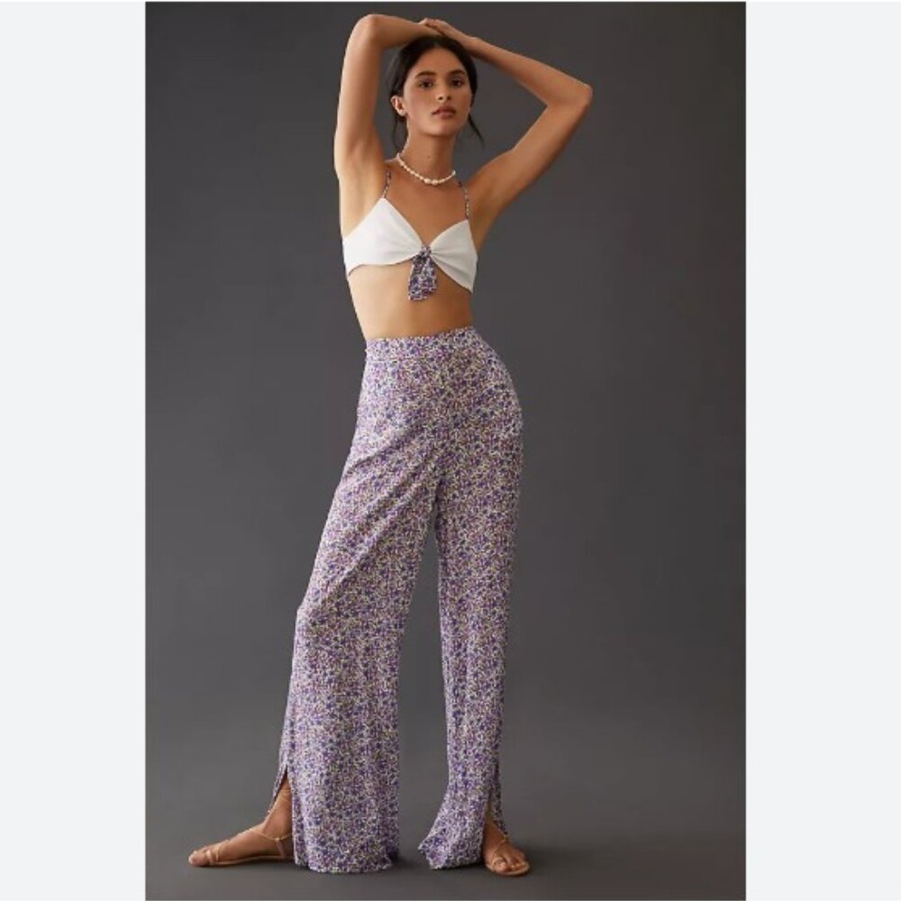 Favorite Daughter Lavender Floral Wide-Leg Pants